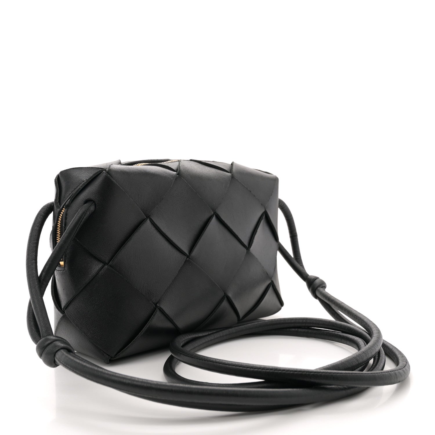 Bottega Veneta Lambskin Maxi Intrecciato Small Cassette Camera Bag Black 3 of 9