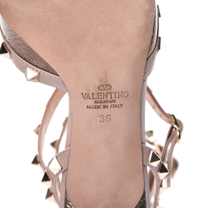 Valentino Garavani Metallic Pebbled Calfskin Rockstud Ankle Strap 65mm Pumps 36 Sasso Poudre 6 of 10