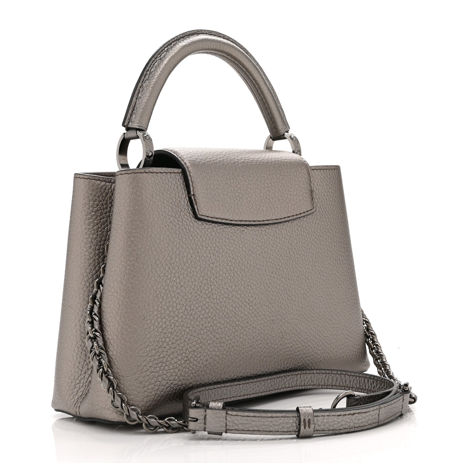 Louis Vuitton Metallic Calfskin Capucines BB Etain 3 of 9