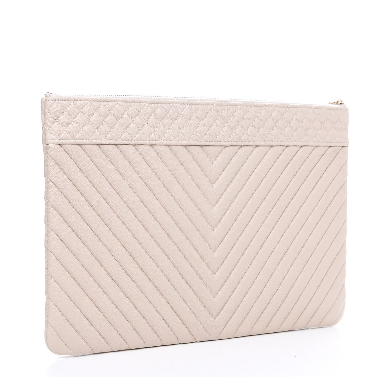 Caviar Chevron Quilted Large Cosmetic Case Light Pink