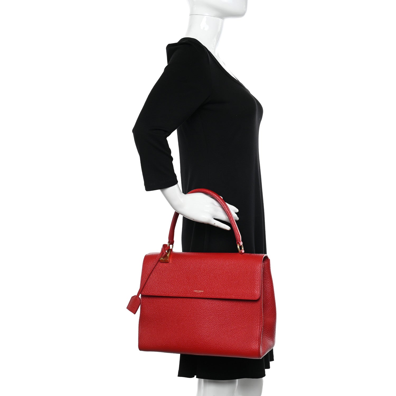 Saint Laurent Calfskin Medium Moujik Top Handle Bag Vermillon 2 of 10