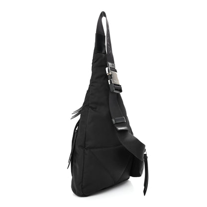 Prada Re-Nylon Vitello Metal Triangle Logo Sling Backpack Black 3 of 10