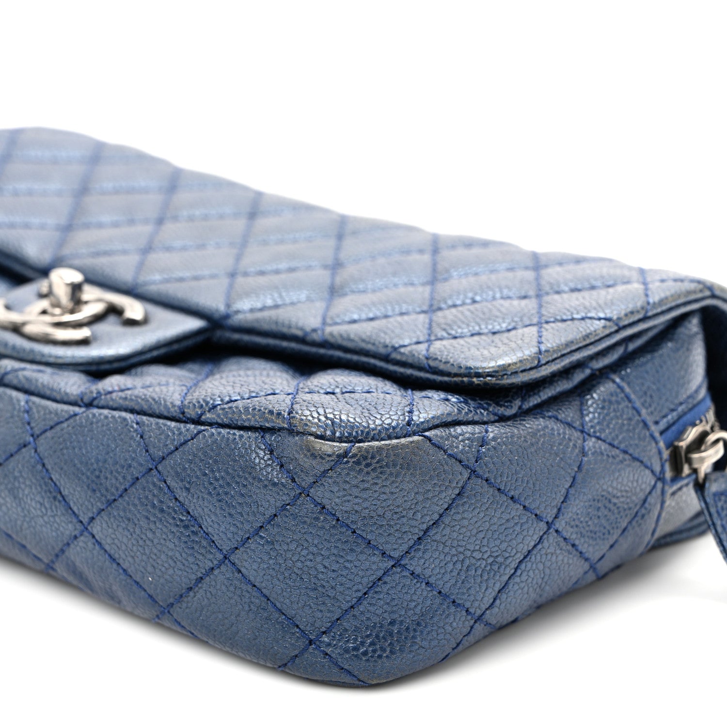 Chanel Iridescent Caviar Quilted Jumbo Easy Flap Dark Blue 19 of 21