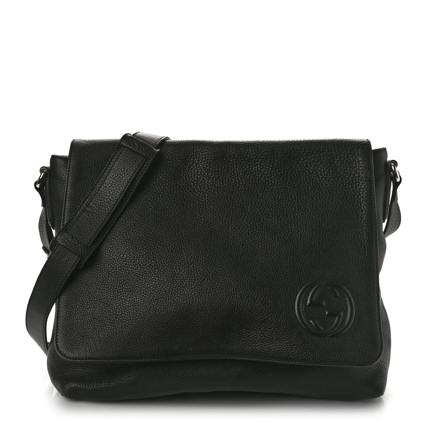 Pebbled Calfskin Soho Messenger Bag Black