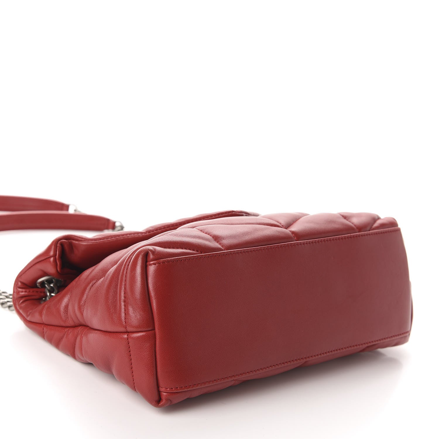 Saint Laurent Lambskin Quilted Small Loulou Puffer Monogram Chain Satchel Red 4 of 11