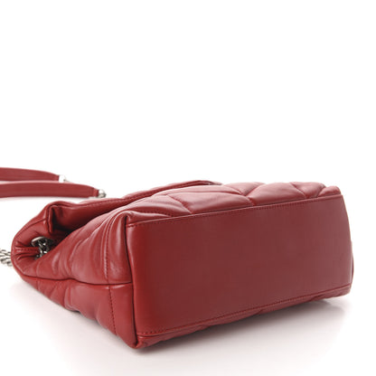 Saint Laurent Lambskin Quilted Small Loulou Puffer Monogram Chain Satchel Red 4 of 11