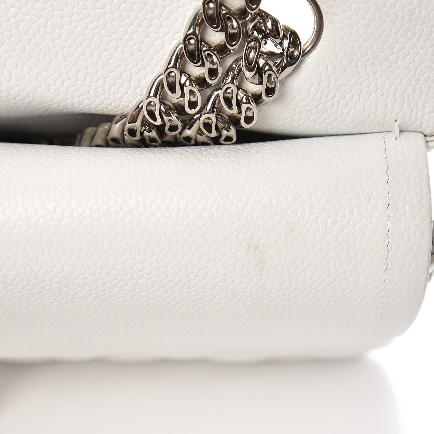 Chanel Caviar Quilted Medium Double Flap Bijoux Chain White 9 of 16