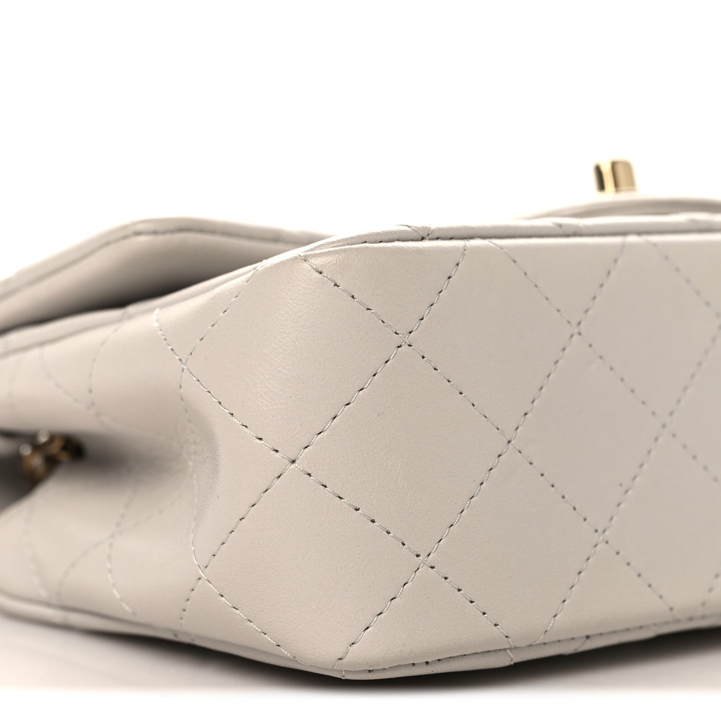 Lambskin Quilted Mini Rectangular Flap White