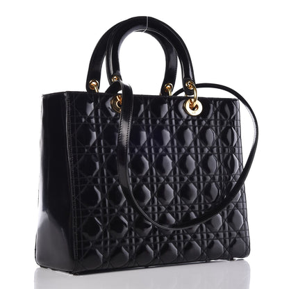 Christian Dior Glazed Calfskin Cannage Large Lady Dior Black 3 of 8