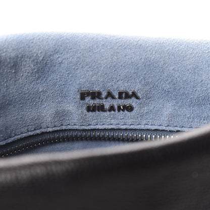 Prada Glace Calfskin Studded Etiquette Flap Black 8 of 11