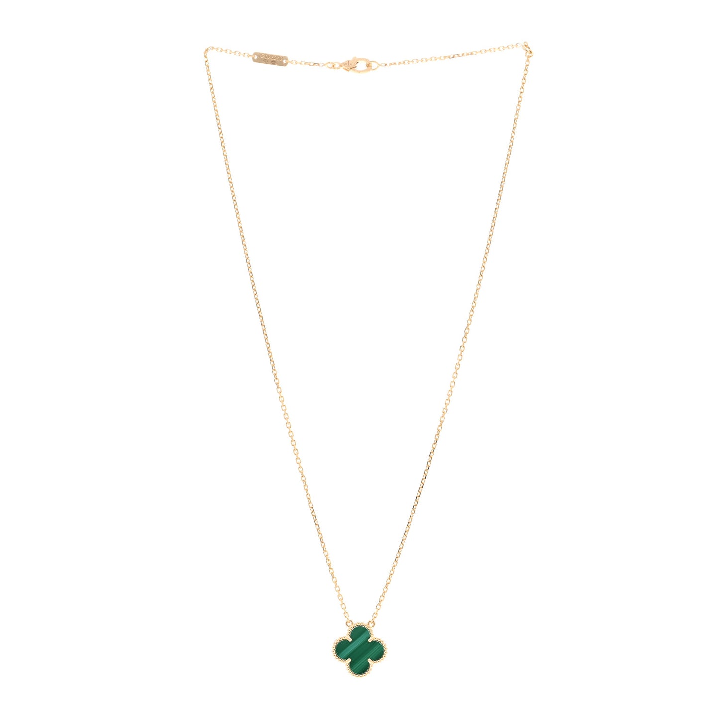 18K Yellow Gold Malachite Vintage Alhambra Pendant Necklace