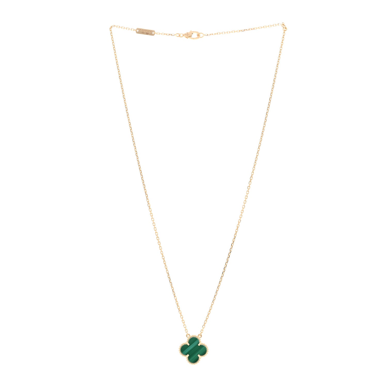 Van Cleef & Arpels 18K Yellow Gold Malachite Vintage Alhambra Pendant Necklace 3 of 5