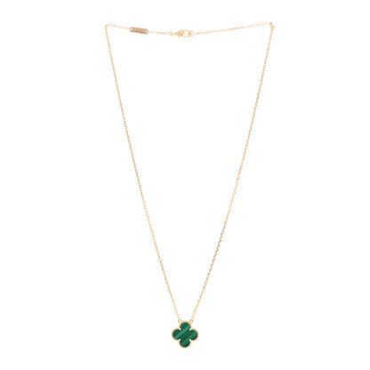 Van Cleef & Arpels 18K Yellow Gold Malachite Vintage Alhambra Pendant Necklace 3 of 5