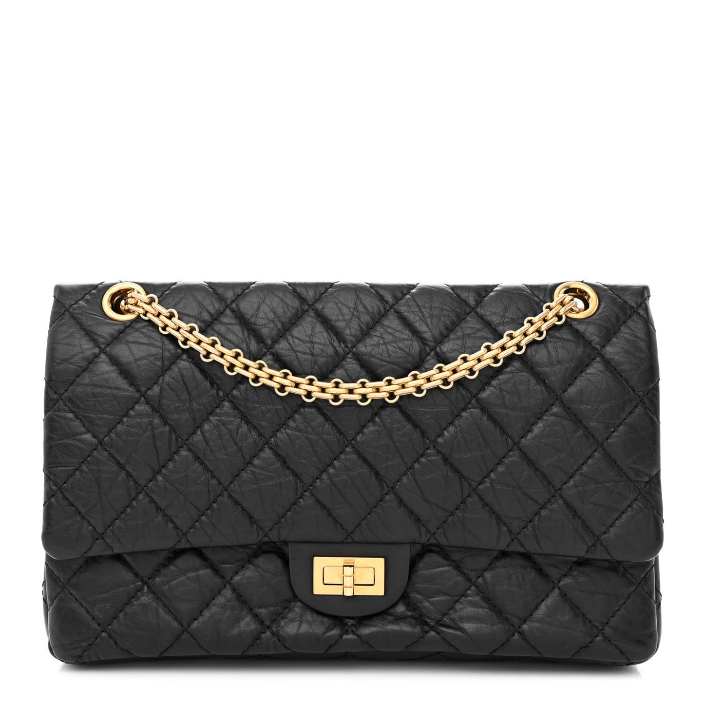 Aged Calfskin Quilted 2.55 Reissue 226 Flap Black