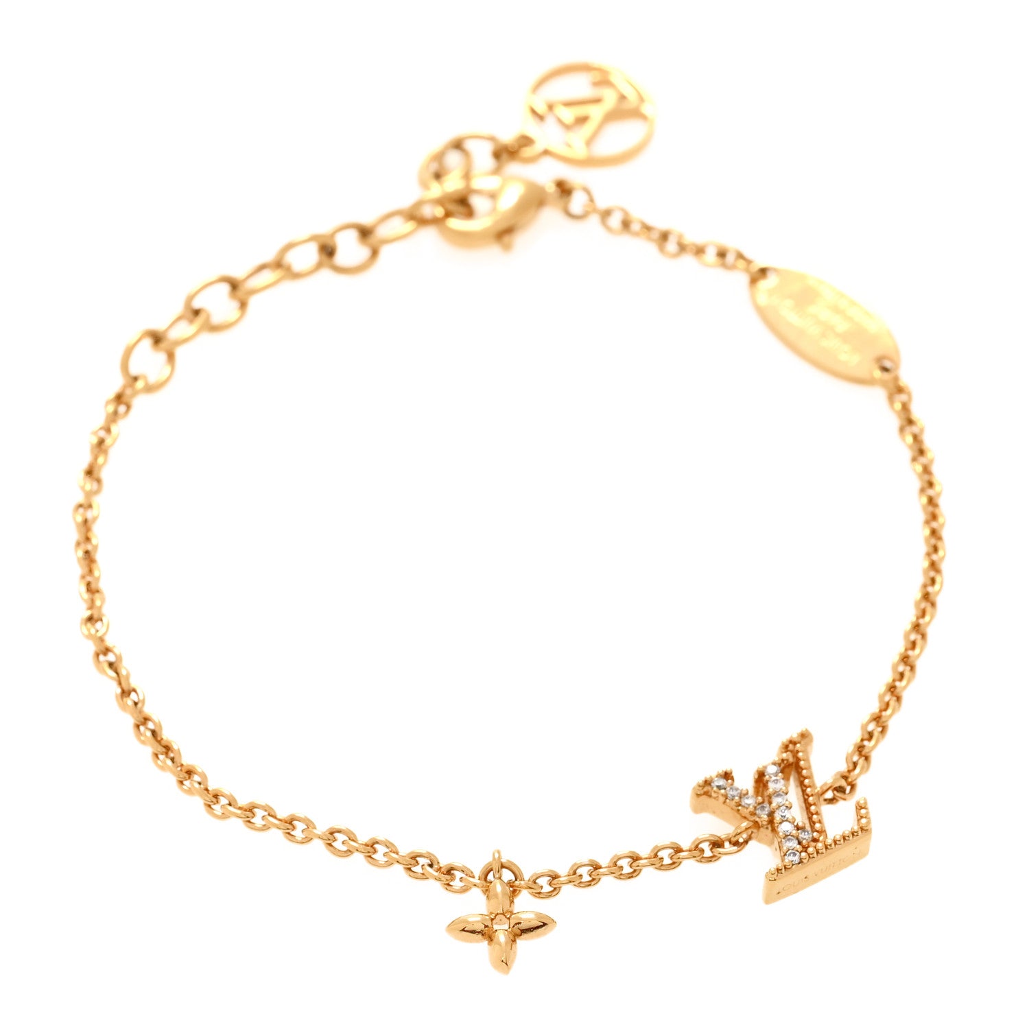 Louis Vuitton Metal Crystal LV Iconic Bracelet Gold 1 of 6