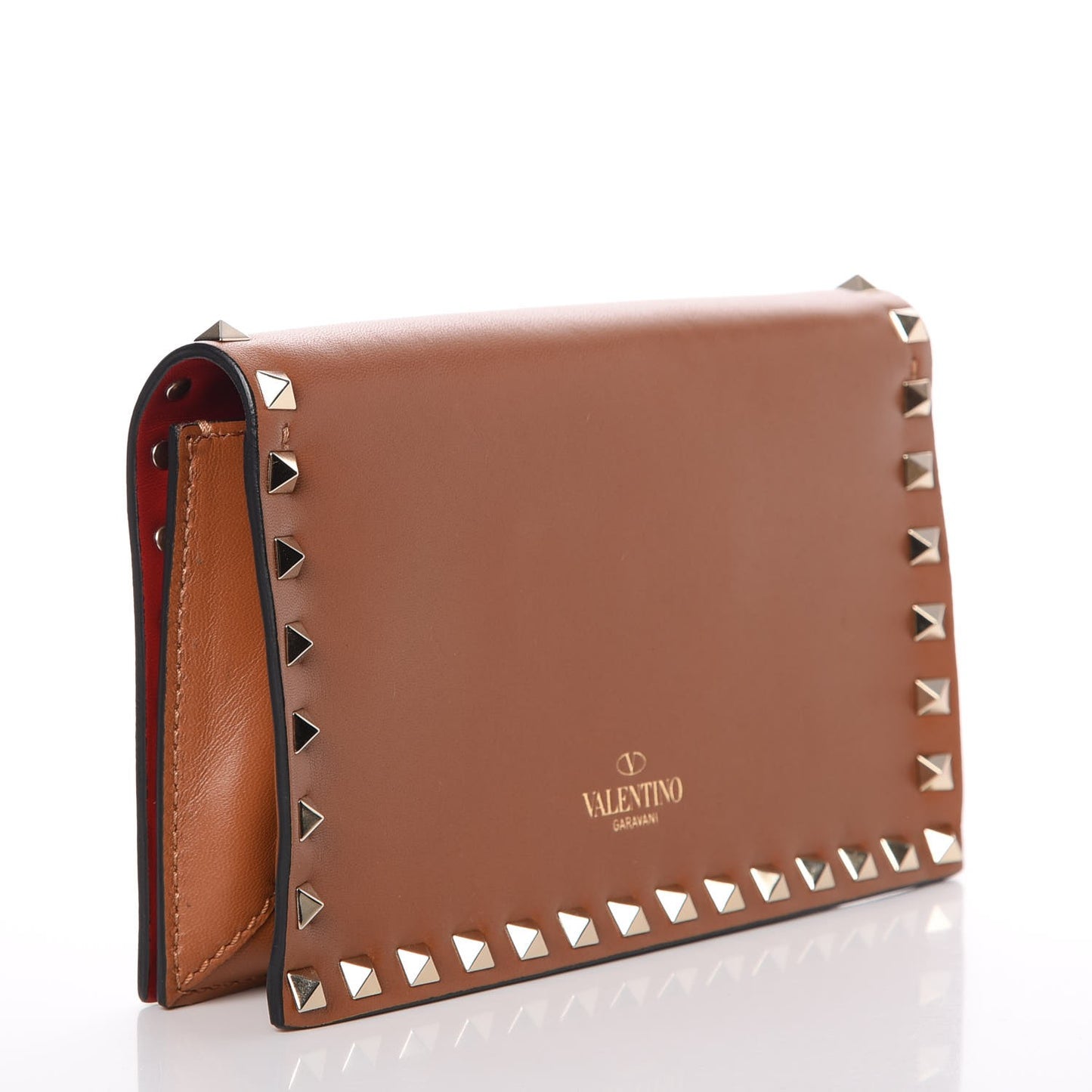 Nappa Small Rockstud Wristlet Clutch Tobacco
