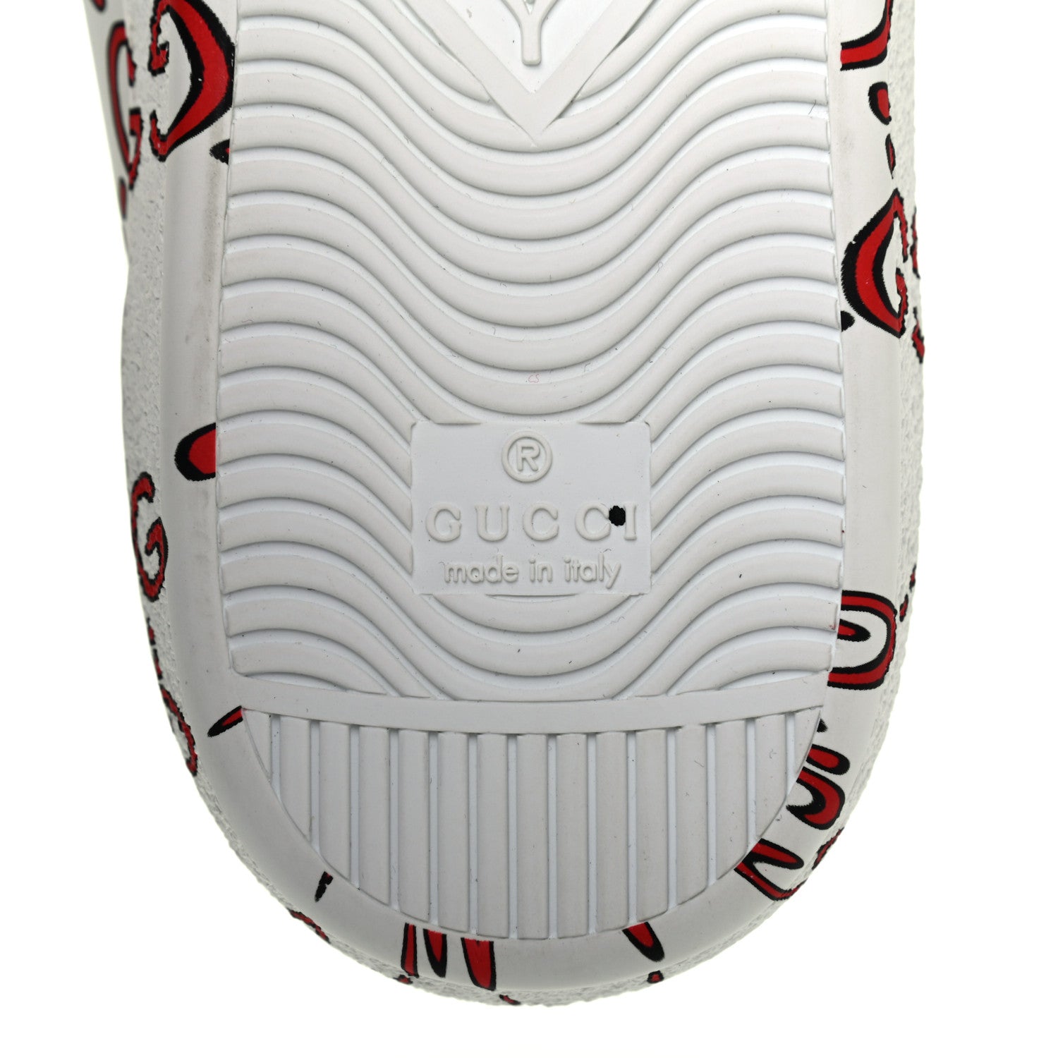 Gucci Calfskin GucciGhost Print Mens Ace Sneakers 7.5 White Hibiscus Red 6 of 15