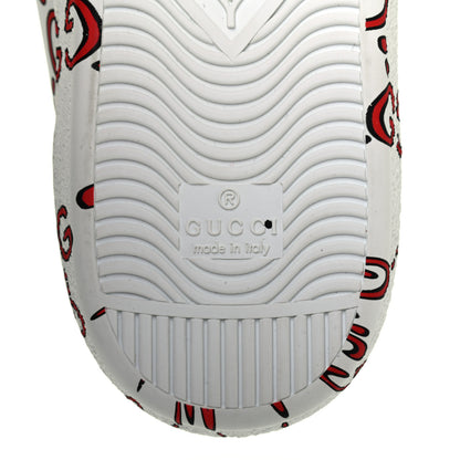 Gucci Calfskin GucciGhost Print Mens Ace Sneakers 7.5 White Hibiscus Red 6 of 15