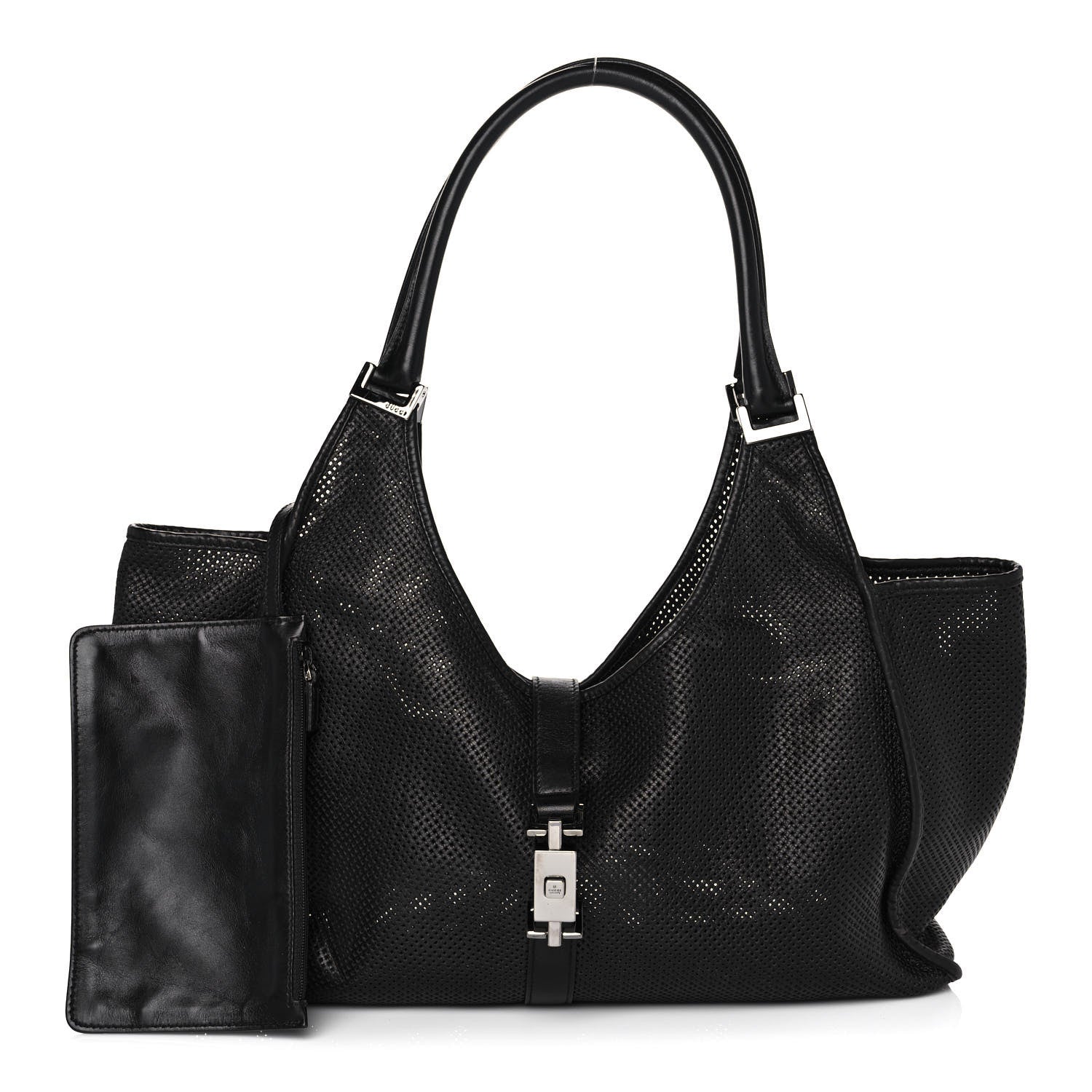 Gucci Perforated Calfskin Jackie O Hobo Black 1 of 14