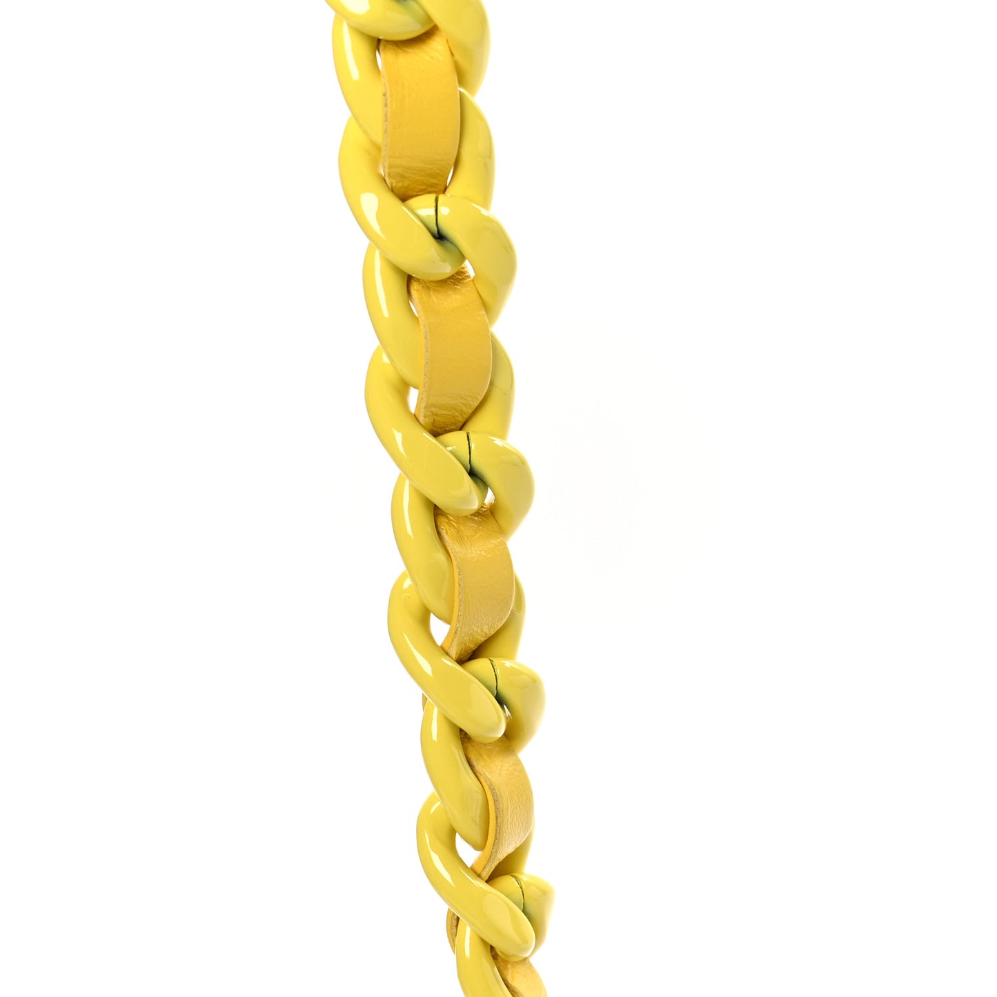 Lambskin Quilted Mini Lacquered Chain Flap Yellow