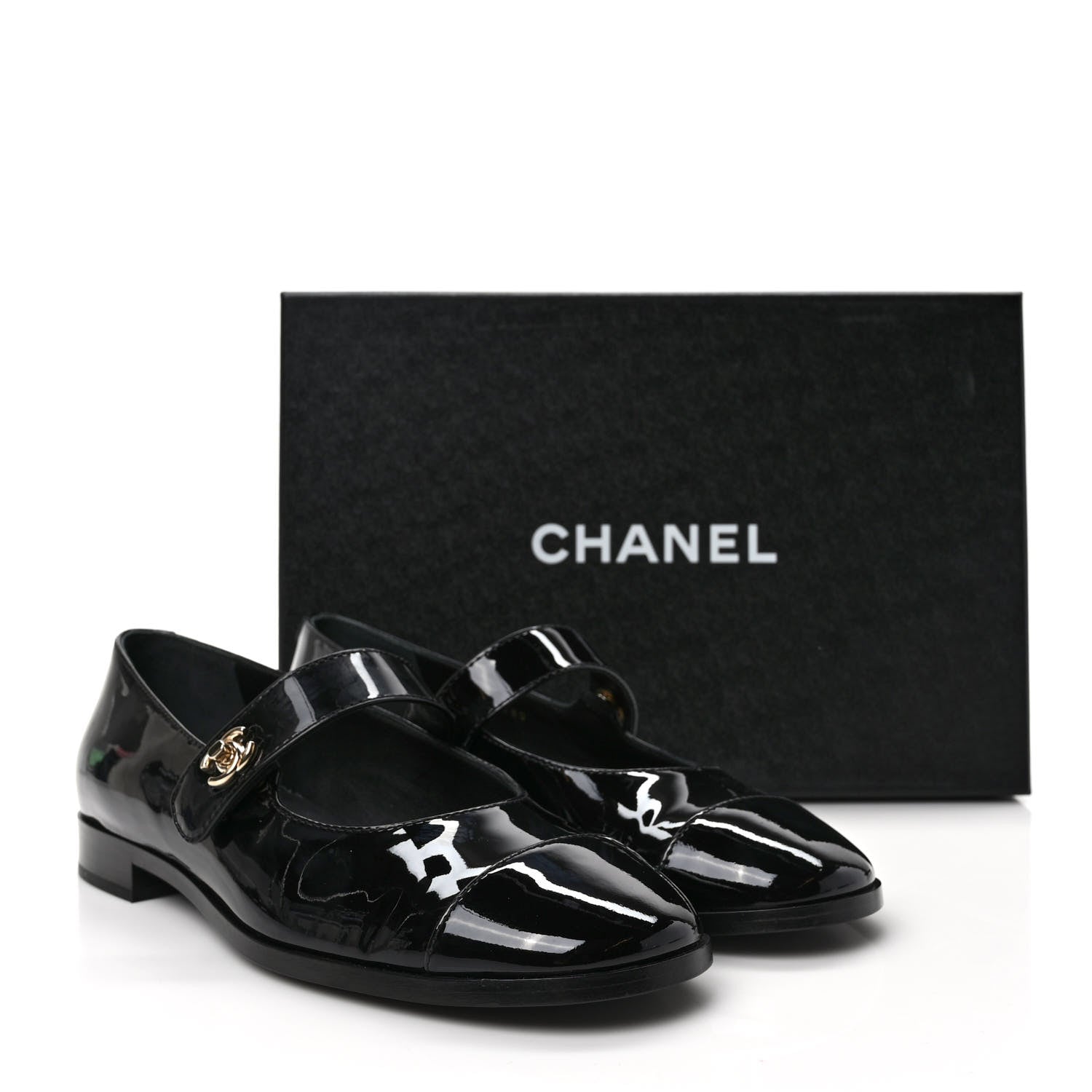 Chanel Patent Calfskin Mary Janes Flats 38.5 Black 9 of 9