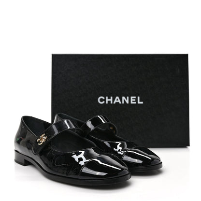 Chanel Patent Calfskin Mary Janes Flats 38.5 Black 9 of 9