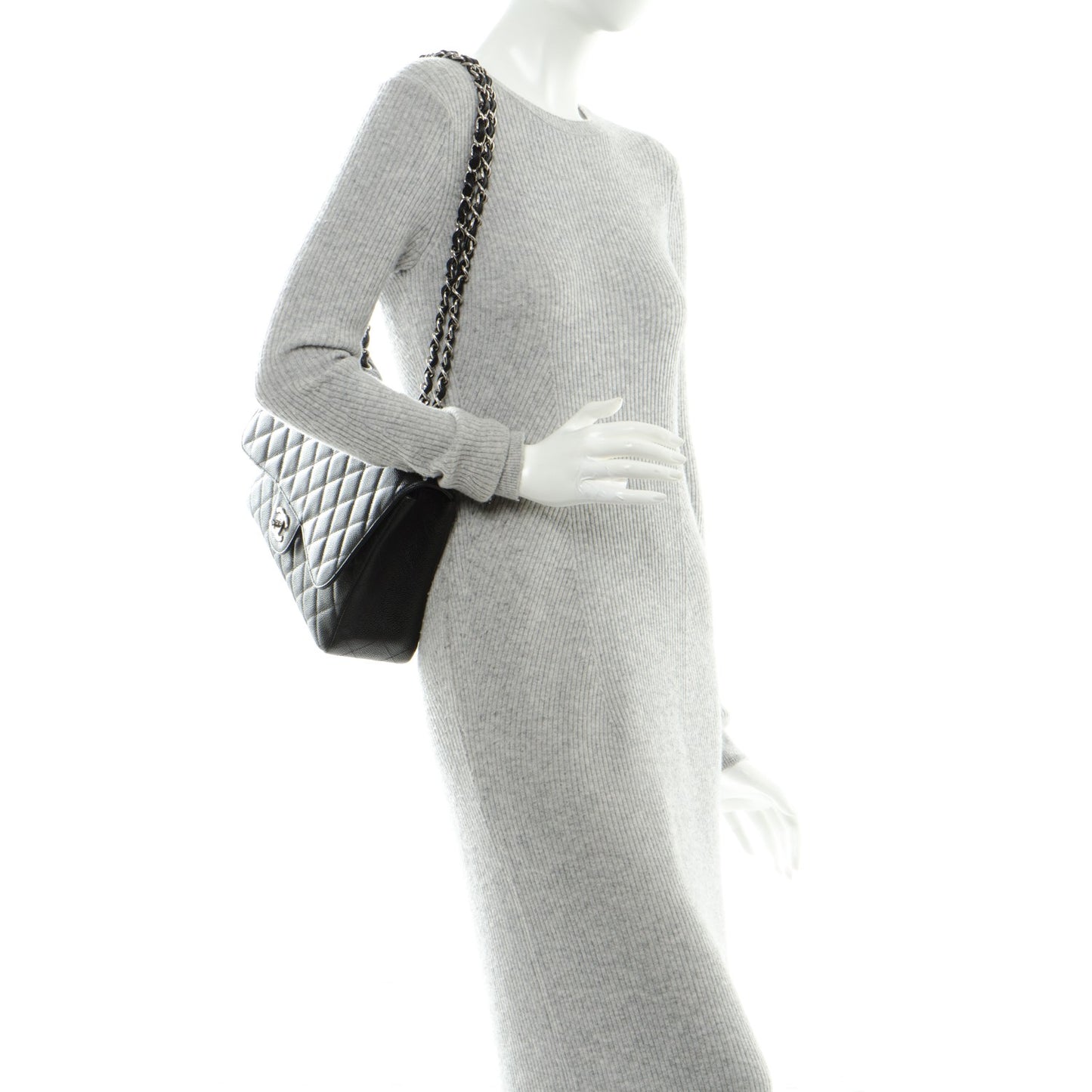 Caviar Quilted Jumbo Single Flap Black