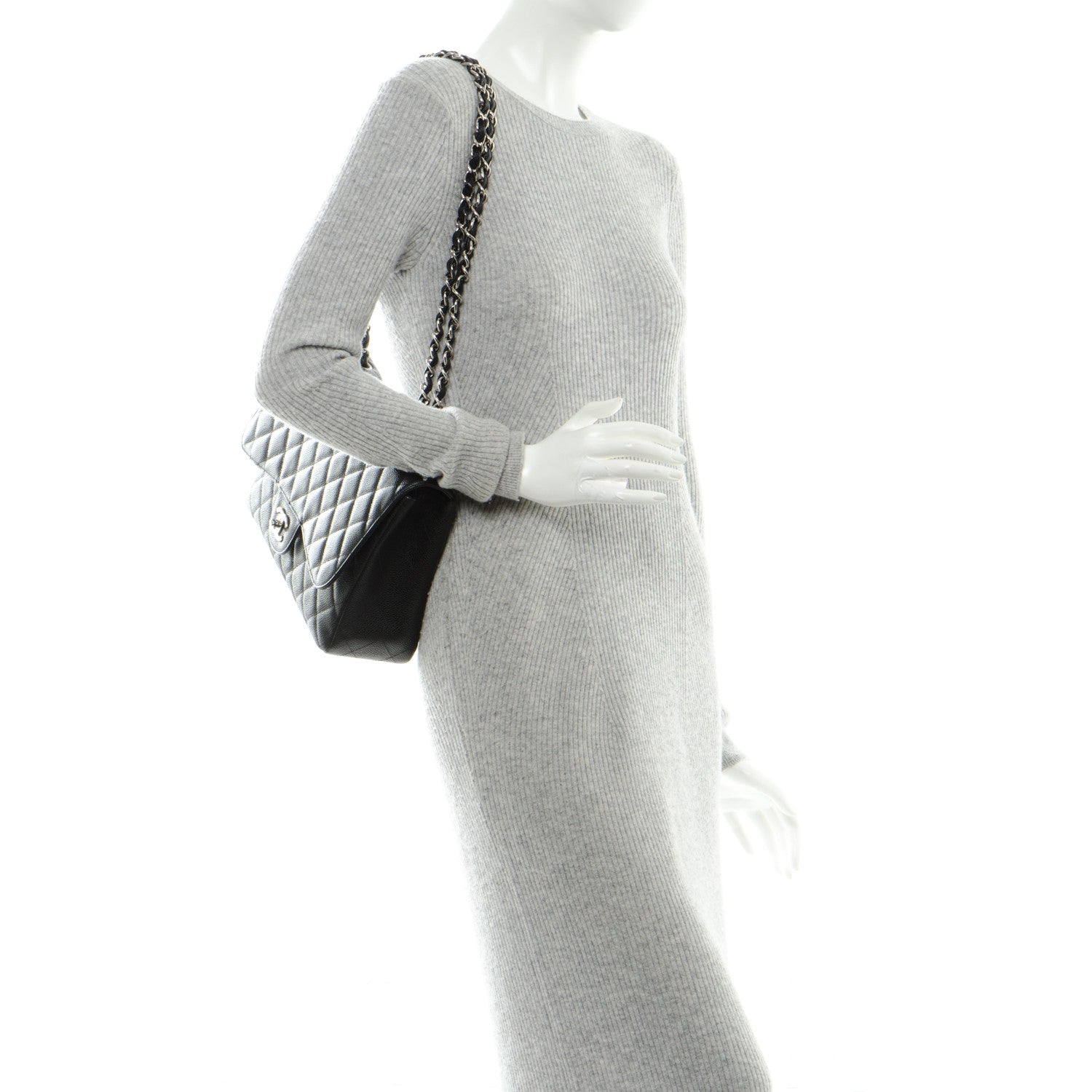Chanel Caviar Quilted Jumbo Single Flap Black 2 of 8