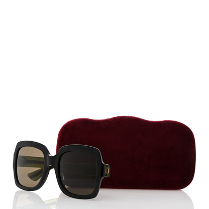 Gucci Acetate Square Frame Web Glitter Sunglasses GG0036S Black Green 9 of 9