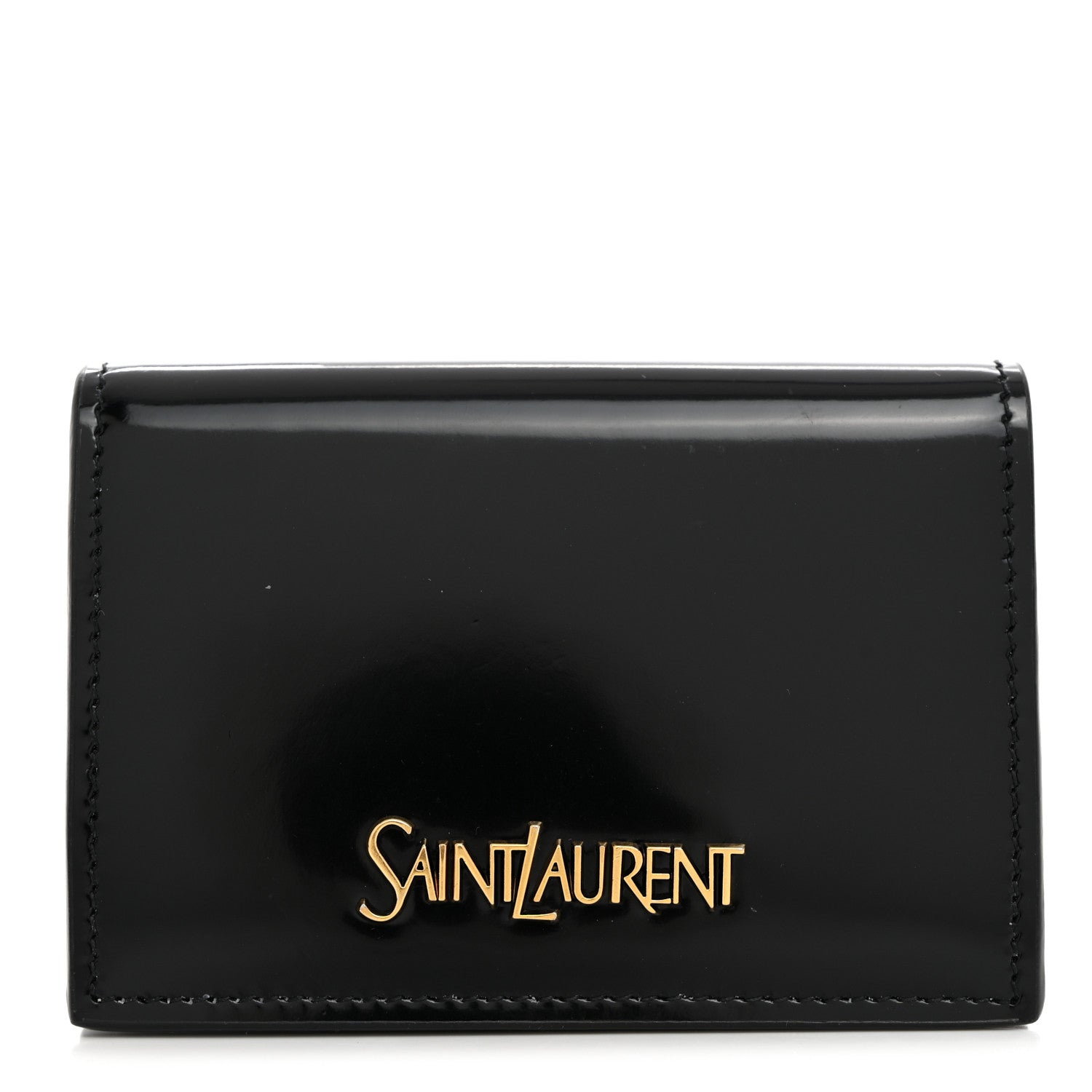 Saint Laurent Shiny Lambskin Logo Carre Zipped Card Case Black 1 of 7