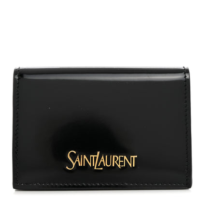 Saint Laurent Shiny Lambskin Logo Carre Zipped Card Case Black 1 of 7