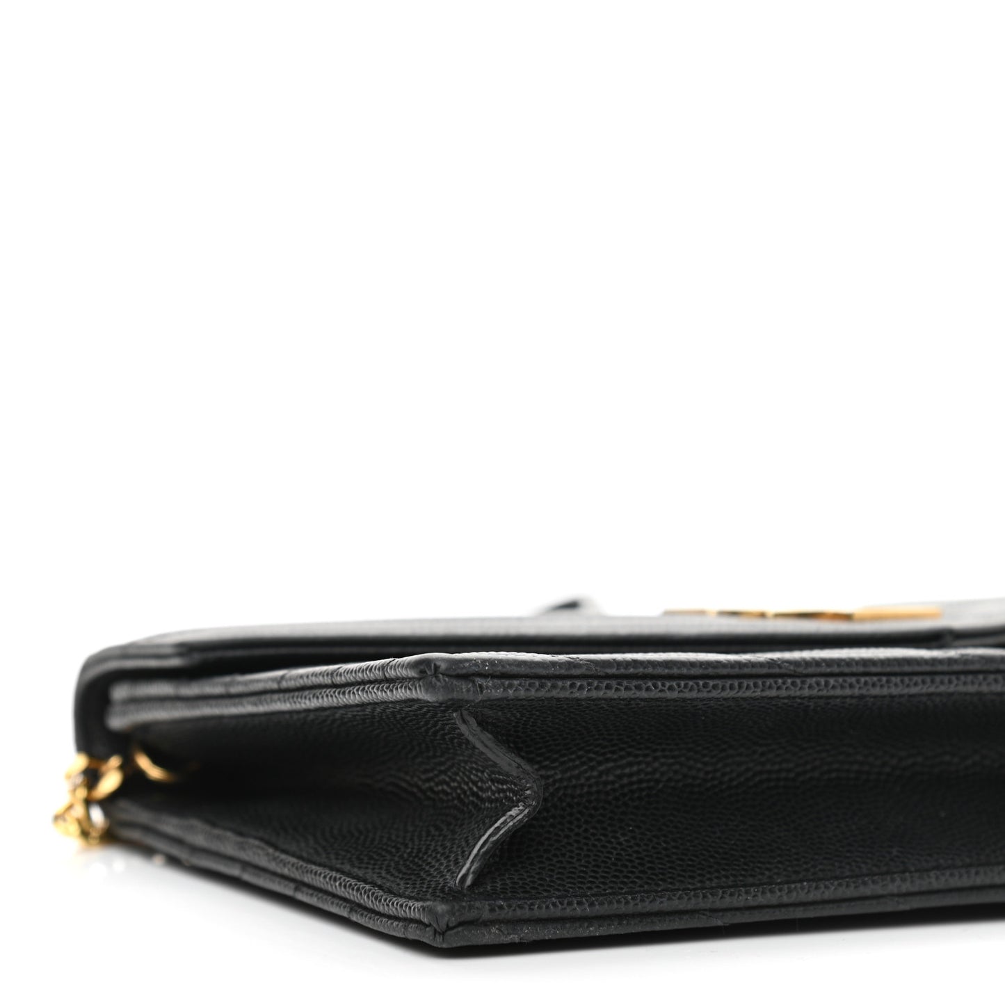 Grain De Poudre Matelasse Chevron Monogram Chain Wallet Black