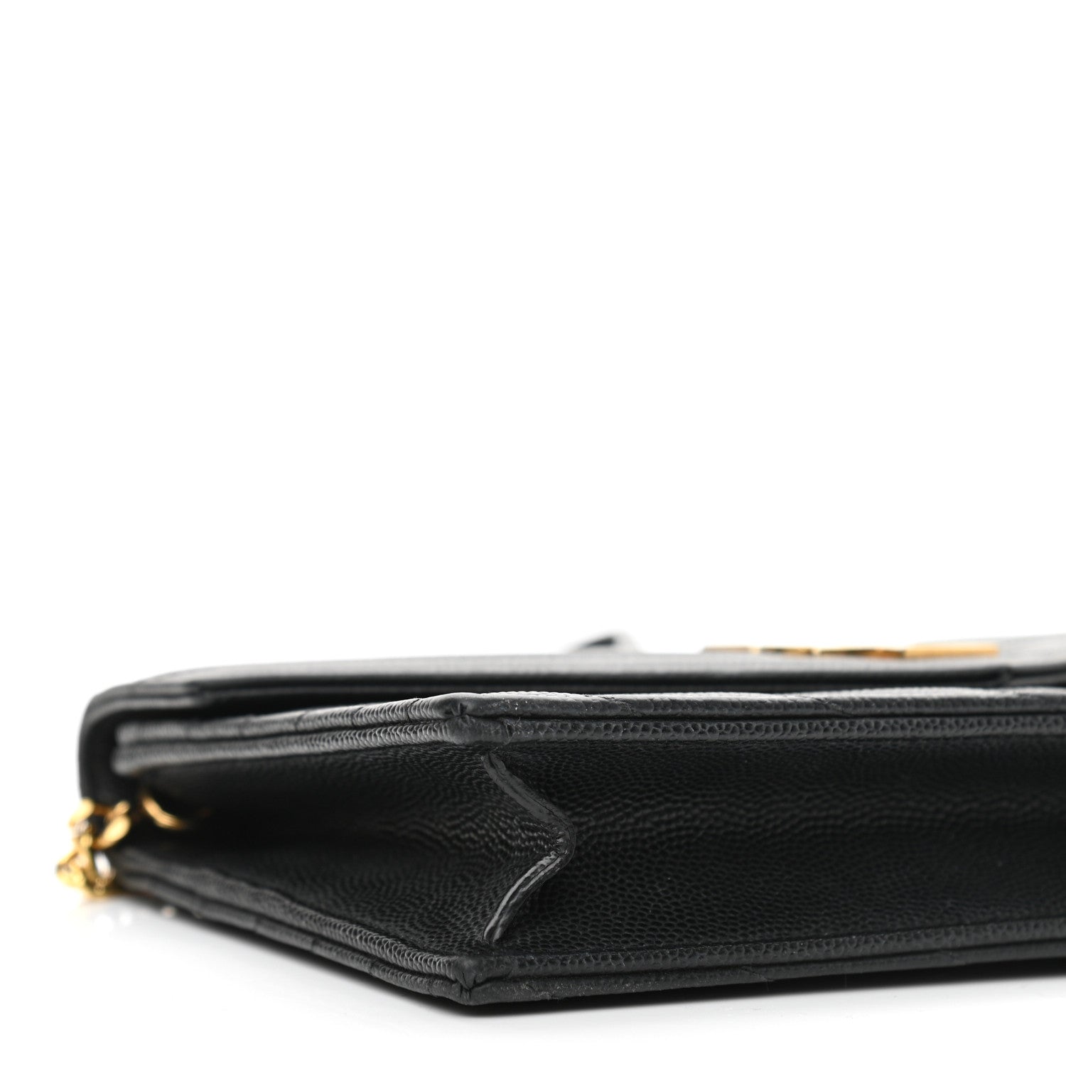Saint Laurent Grain De Poudre Matelasse Chevron Monogram Chain Wallet Black 8 of 9