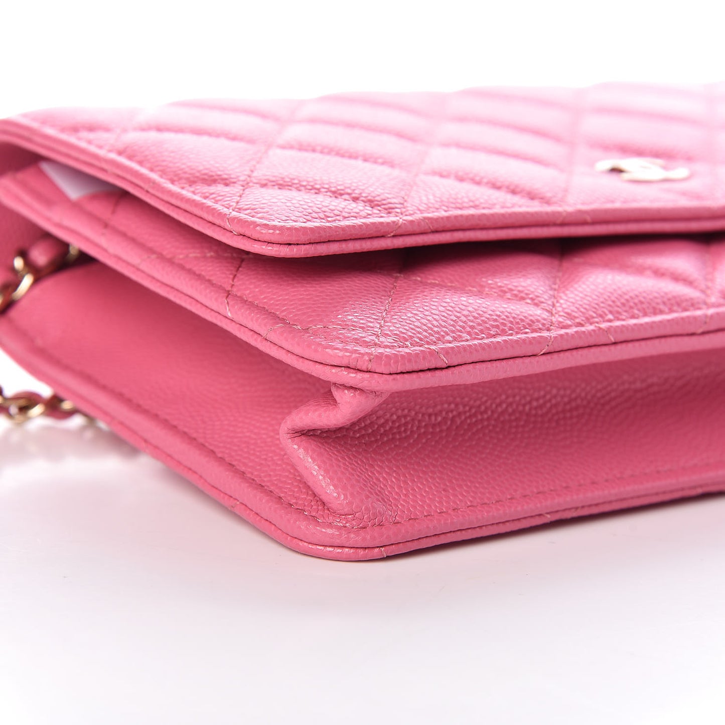 Caviar Quilted Wallet on Chain WOC Pink