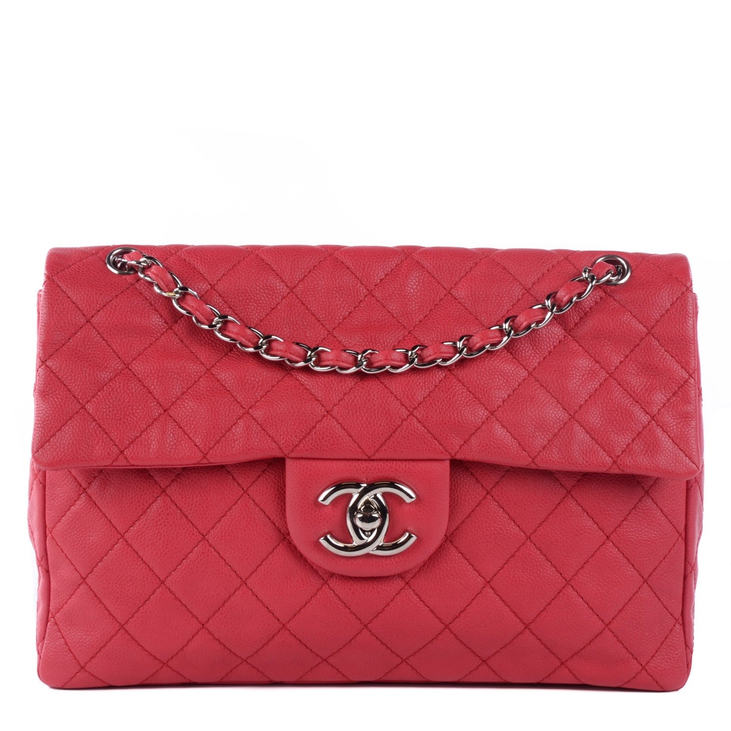 Chanel Washed Caviar Quilted Maxi Single Flap Fuchsia 1 of 8