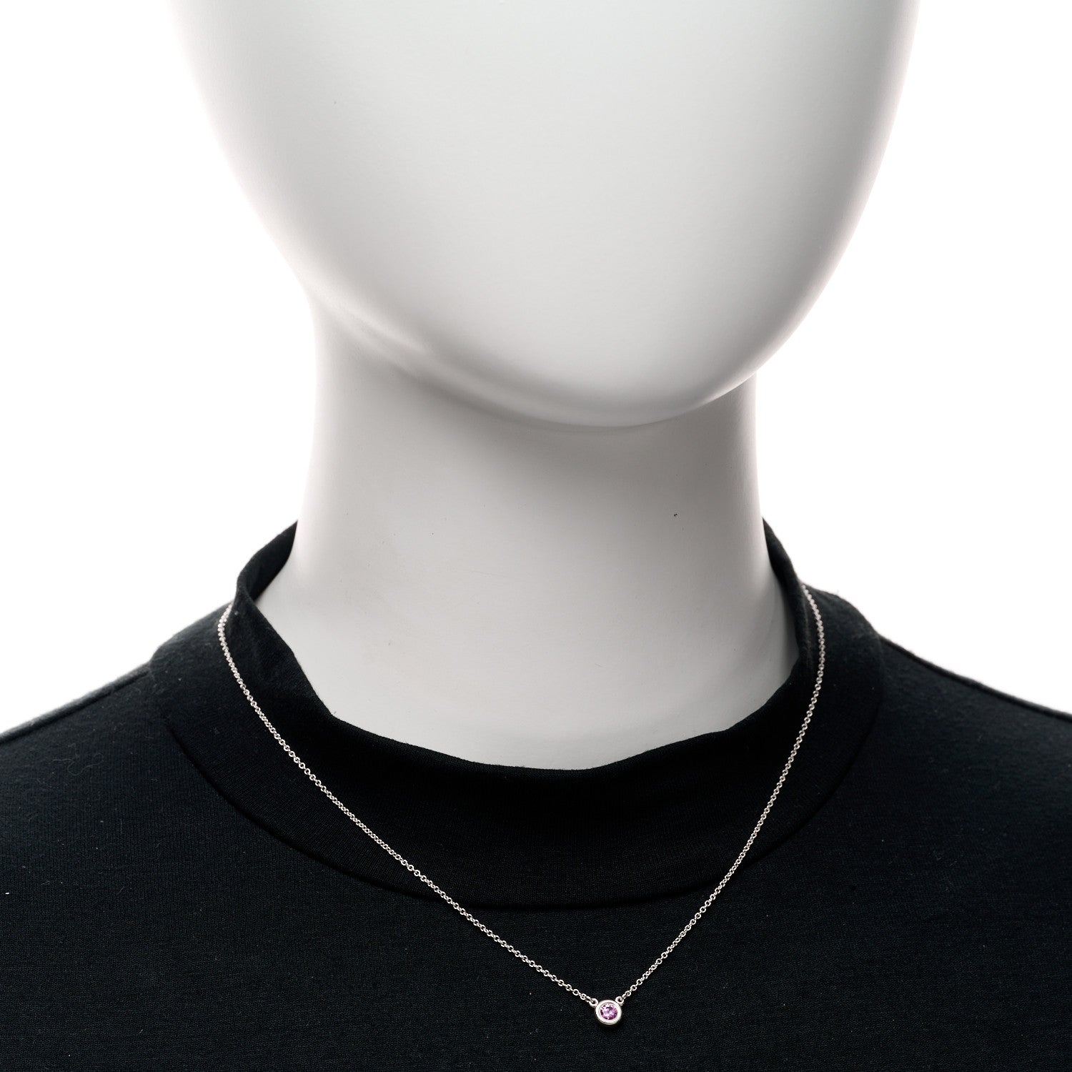 Tiffany Sterling Silver Pink Sapphire Elsa Peretti Color by the Yard Pendant Necklace 2 of 4