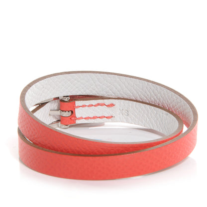 Hermes Epsom Behapi Double Tour Bracelet XS Rose Jaipur White 3 of 6