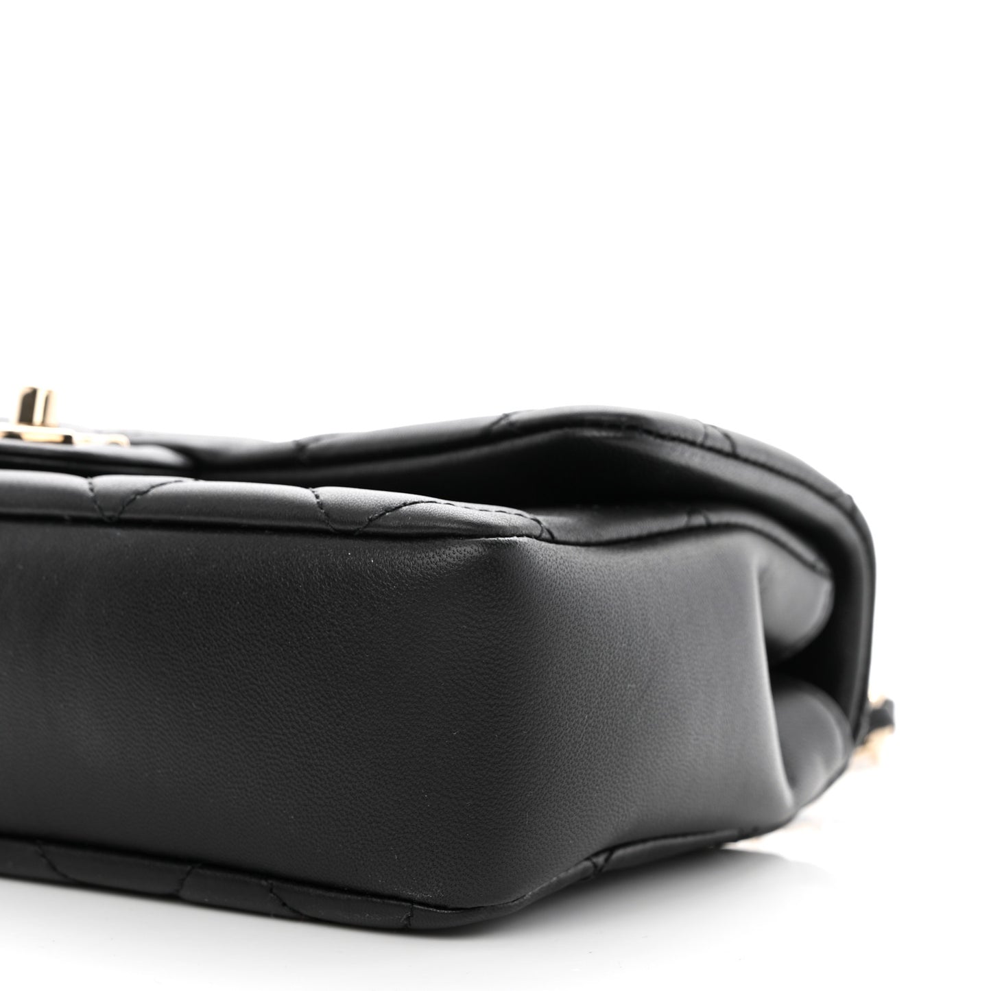 Lambskin Quilted Resin Bi-Color Chain Flap Bag Black