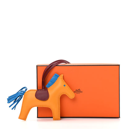 Hermes Milo Lambskin Grigri Rodeo Horse Bag Charm GM Jaune D'Or Bleu Zanzibar Rouge H 5 of 5