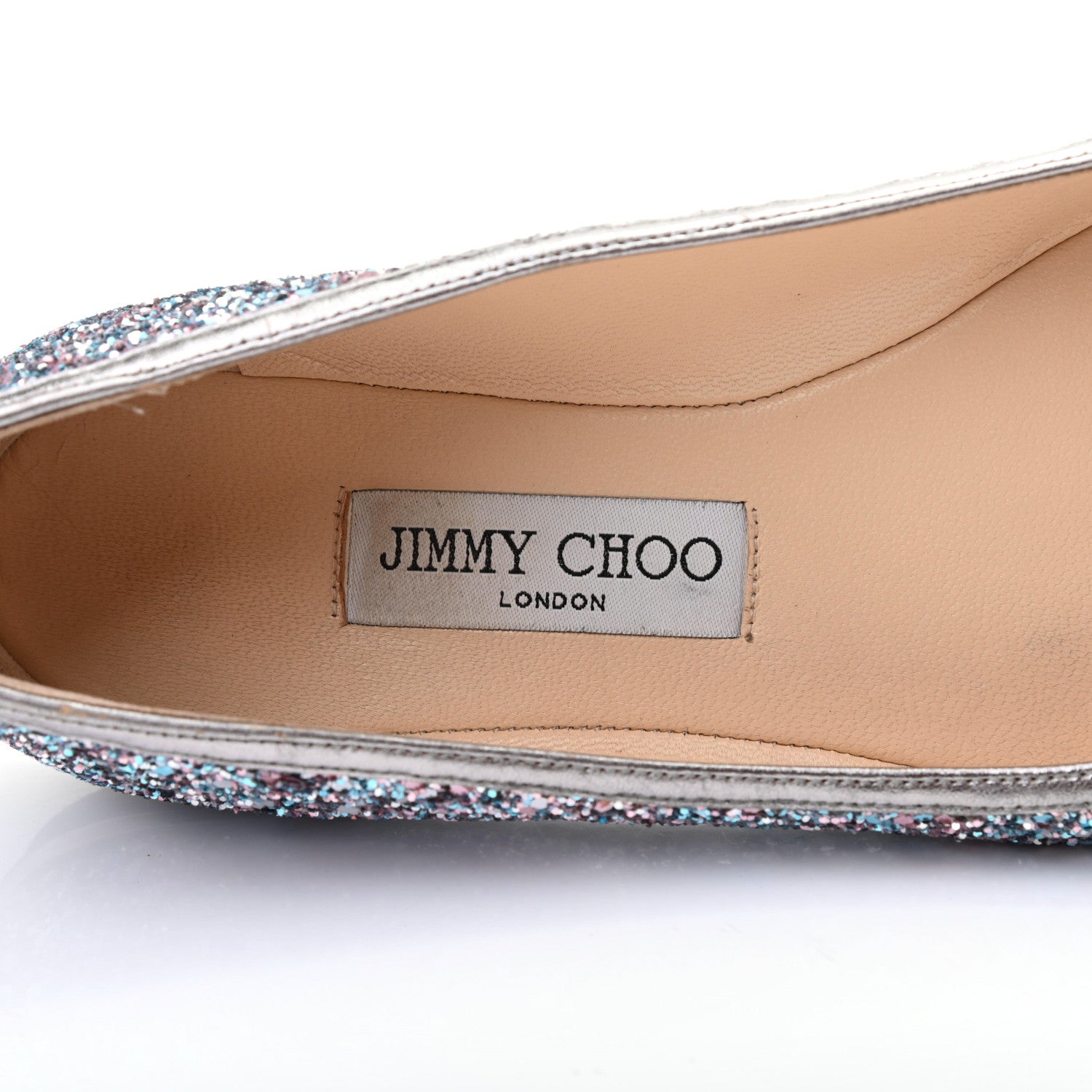 Jimmy Choo Coarse Glitter Fabric Ballet Flats 37.5 Blue 7 of 7