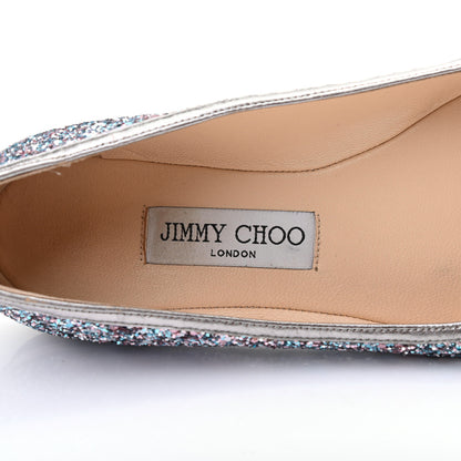 Jimmy Choo Coarse Glitter Fabric Ballet Flats 37.5 Blue 7 of 7