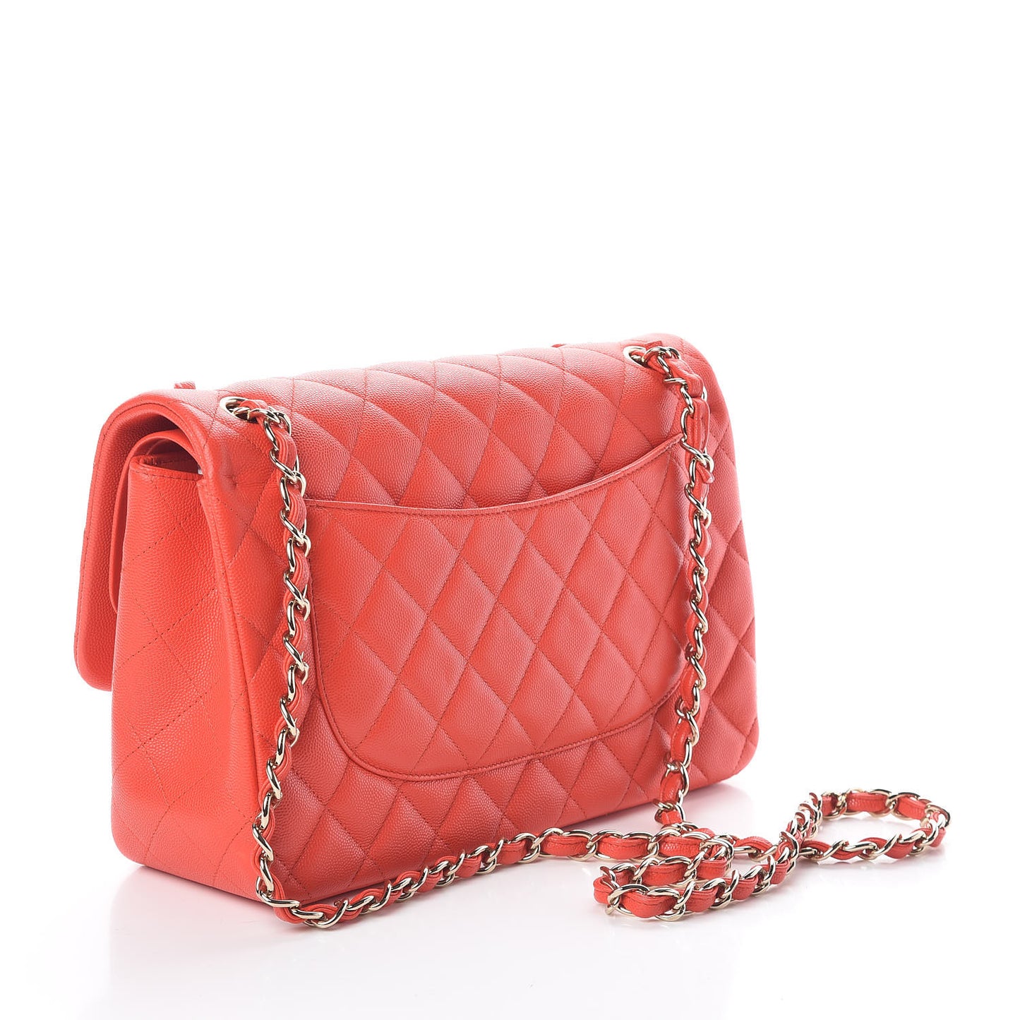 Caviar Quilted Jumbo Double Flap Red