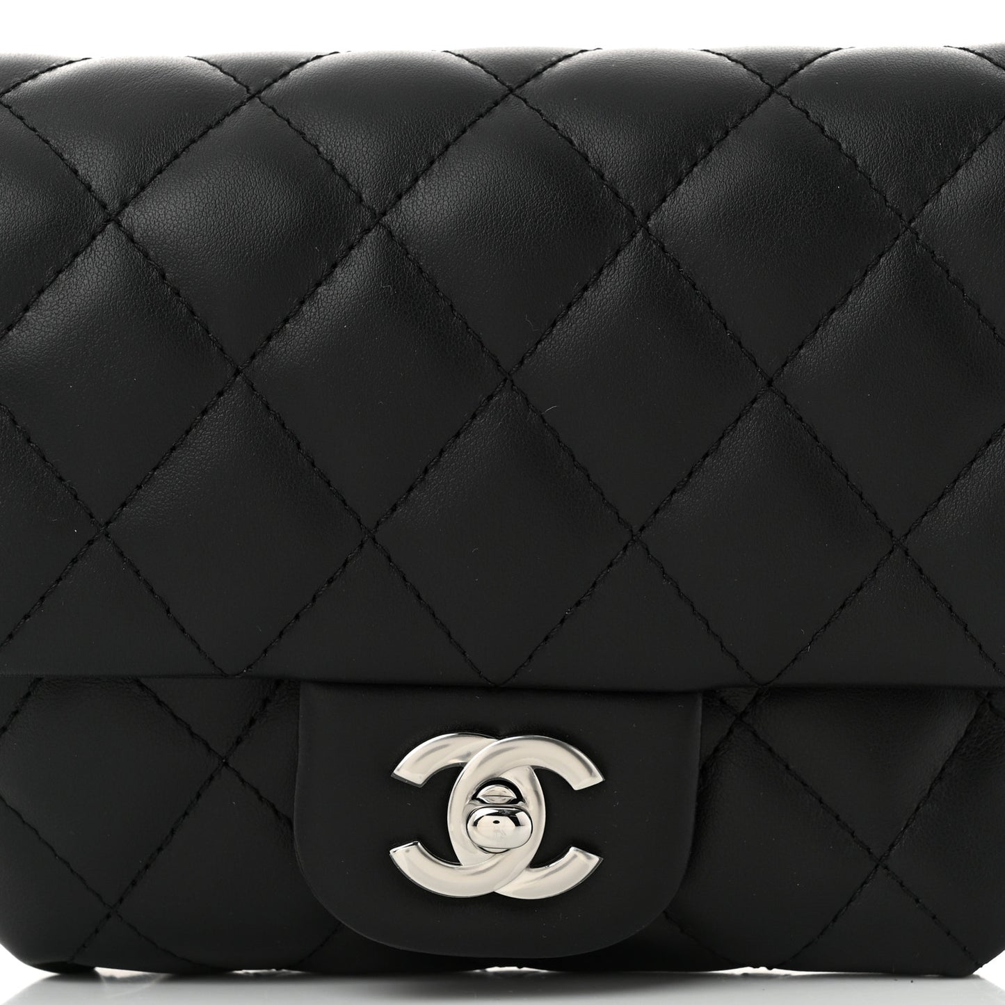 Calfskin Quilted CC Uniform Flap Belt Bag Black