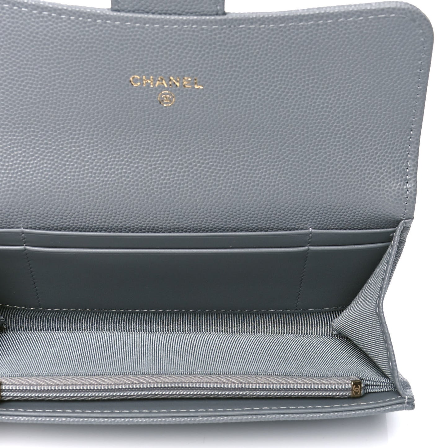 Caviar Quilted Medium Flap Wallet Grey