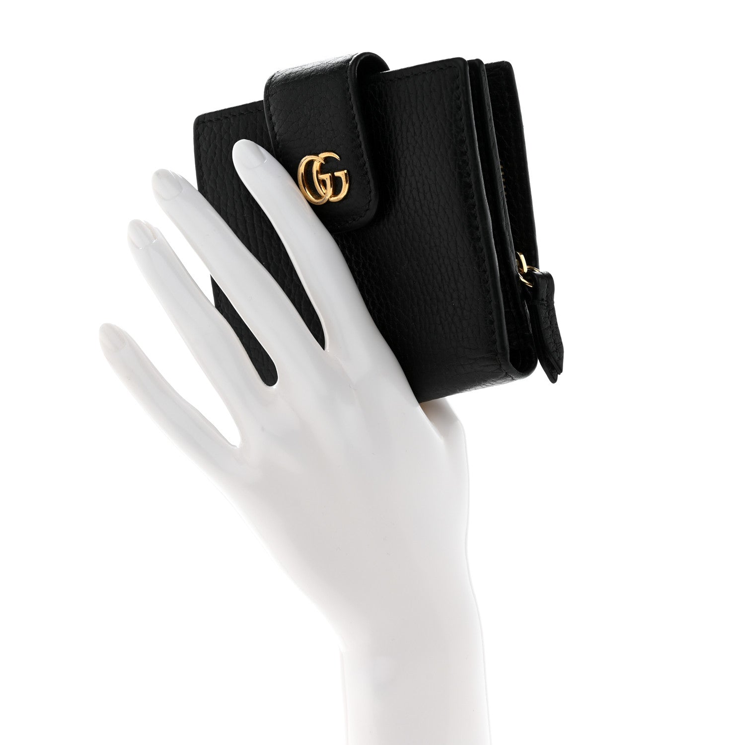 Gucci Dollar Calfskin GG Marmont French Wallet Black 2 of 7