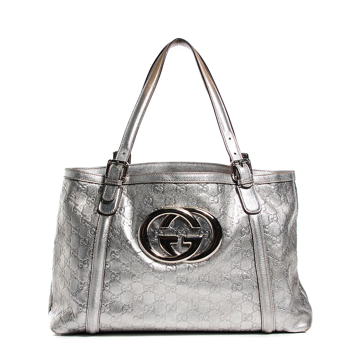 Gucci Guccissima Medium Britt Tote Silver 1 of 7
