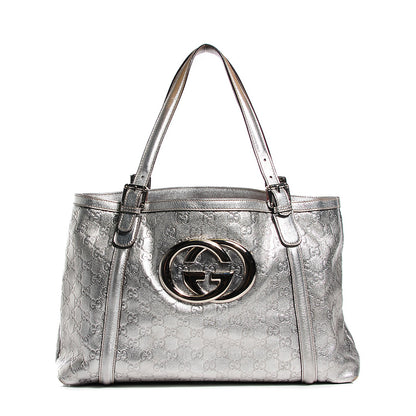 Gucci Guccissima Medium Britt Tote Silver 1 of 7