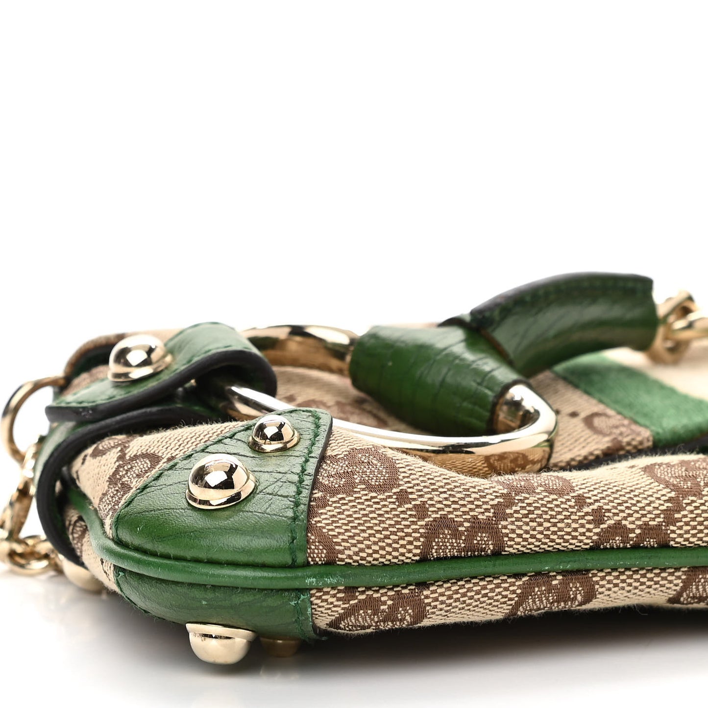 Monogram Web Small Horsebit Chain Clutch Green
