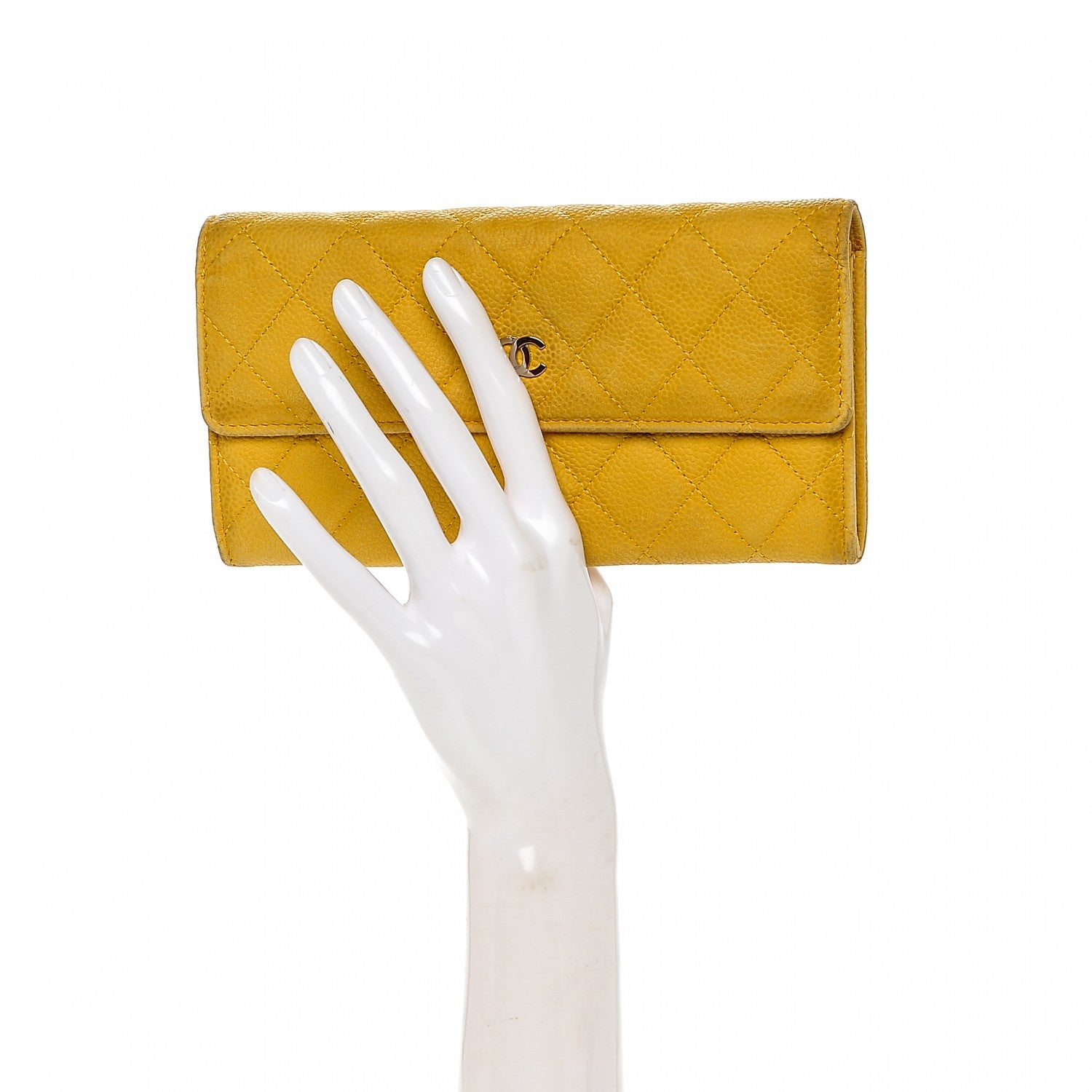 Chanel Iridescent Caviar Quilted Large Flap Wallet Yellow 2 of 10