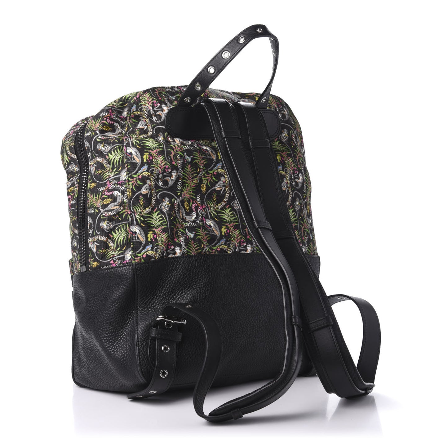 Calfskin Canvas Loubi Jungle Print Aliosha Backpack Black